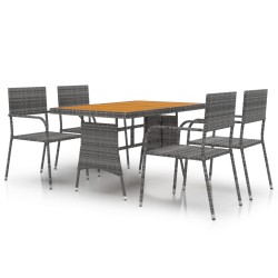 vidaXL 5-tlg. Garten-Essgruppe Poly Rattan Grau