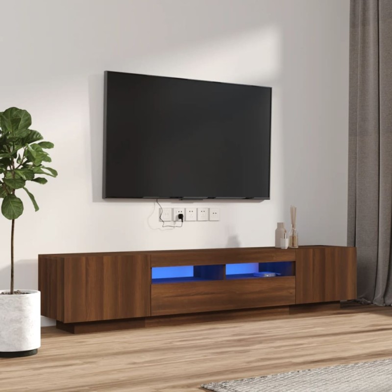 vidaXL 2-tlg. TV-Schrank-Set LED-Leuchten Braun Eiche Holzwerkstoff vidaXL 2-tlg. TV-Schrank-Set LED-Leuchten Braun Eiche Holzwerkstoff