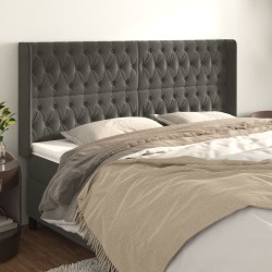 vidaXL Kopfteil mit Ohren Dunkelgrau 203x16x118/128 cm Samt