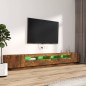 vidaXL 3-tlg. TV-Schrank-Set LED-Leuchten Räuchereiche Holzwerkstoff vidaXL 3-tlg. TV-Schrank-Set LED-Leuchten Räuchereiche Holzwerkstoff
