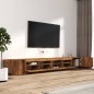 vidaXL 3-tlg. TV-Schrank-Set LED-Leuchten Räuchereiche Holzwerkstoff vidaXL 3-tlg. TV-Schrank-Set LED-Leuchten Räuchereiche Holzwerkstoff