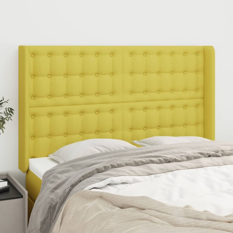 vidaXL Kopfteil mit Ohren Grün 147x16x118/128 cm Stoff vidaXL Kopfteil mit Ohren Grün 147x16x118/128 cm Stoff
