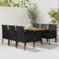 vidaXL 7-tlg. Garten-Essgruppe Poly Rattan Schwarz vidaXL 7-tlg. Garten-Essgruppe Poly Rattan Schwarz