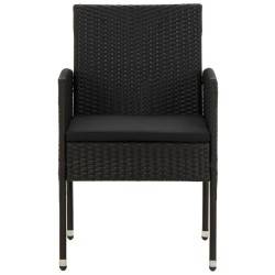 vidaXL 7-tlg. Garten-Essgruppe Poly Rattan Schwarz