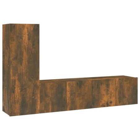 vidaXL 3-tlg. TV-Schrank-Set Räuchereiche Holzwerkstoff
