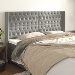 vidaXL Kopfteil mit Ohren Hellgrau 203x16x118/128 cm Samt