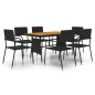 vidaXL 7-tlg. Garten-Essgruppe Poly Rattan Schwarz vidaXL 7-tlg. Garten-Essgruppe Poly Rattan Schwarz