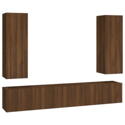 vidaXL 5-tlg. TV-Schrank-Set Braun Eichen-Optik Holzwerkstoff