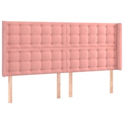 vidaXL Kopfteil mit Ohren Rosa 203x16x118/128 cm Samt