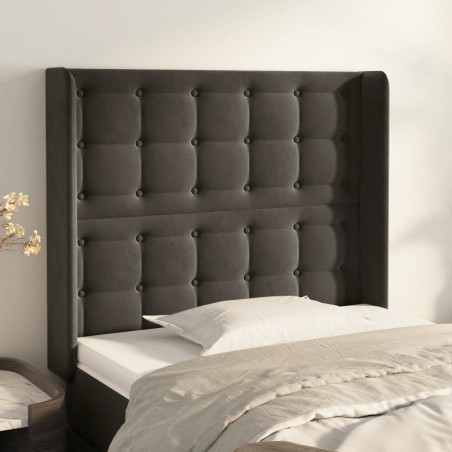 vidaXL Kopfteil mit Ohren Dunkelgrau 103x16x118/128 cm Samt