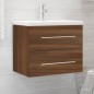 vidaXL Waschbeckenschrank mit Einbaubecken Braun Eiche Holzwerkstoff vidaXL Waschbeckenschrank mit Einbaubecken Braun Eiche Holzwerkstoff