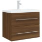 vidaXL Waschbeckenschrank mit Einbaubecken Braun Eiche Holzwerkstoff vidaXL Waschbeckenschrank mit Einbaubecken Braun Eiche Holzwerkstoff
