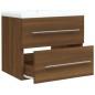 vidaXL Waschbeckenschrank mit Einbaubecken Braun Eiche Holzwerkstoff vidaXL Waschbeckenschrank mit Einbaubecken Braun Eiche Holzwerkstoff