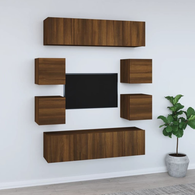 vidaXL 8-tlg. TV-Schrank-Set Braun Eichen-Optik Holzwerkstoff vidaXL 8-tlg. TV-Schrank-Set Braun Eichen-Optik Holzwerkstoff