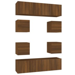 vidaXL 8-tlg. TV-Schrank-Set Braun Eichen-Optik Holzwerkstoff
