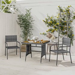 vidaXL 3-tlg. Garten-Essgruppe Poly Rattan Grau