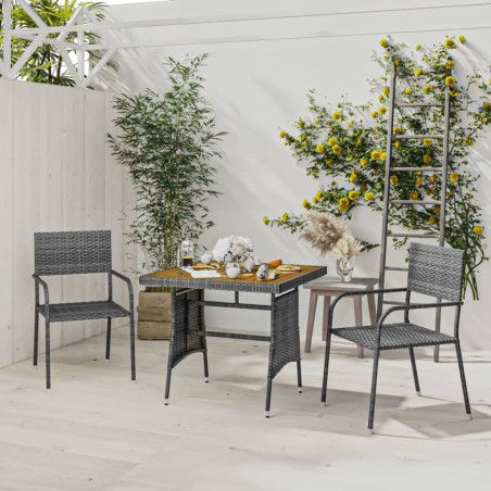 vidaXL 3-tlg. Garten-Essgruppe Poly Rattan Grau