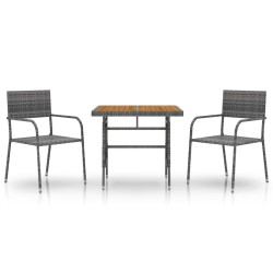 vidaXL 3-tlg. Garten-Essgruppe Poly Rattan Grau