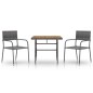 vidaXL 3-tlg. Garten-Essgruppe Poly Rattan Grau vidaXL 3-tlg. Garten-Essgruppe Poly Rattan Grau
