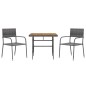 vidaXL 3-tlg. Garten-Essgruppe Poly Rattan Grau vidaXL 3-tlg. Garten-Essgruppe Poly Rattan Grau