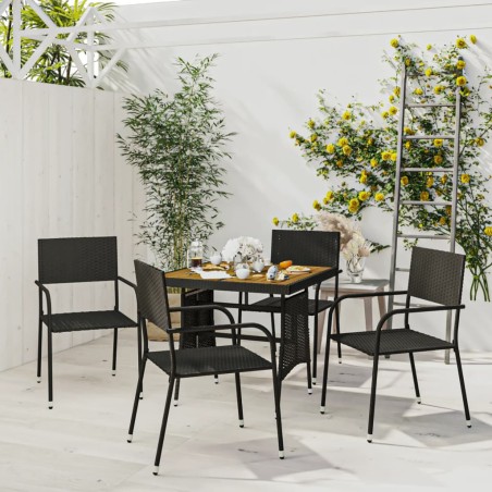 vidaXL 5-tlg. Garten-Essgruppe Poly Rattan Schwarz