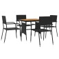 vidaXL 5-tlg. Garten-Essgruppe Poly Rattan Schwarz vidaXL 5-tlg. Garten-Essgruppe Poly Rattan Schwarz