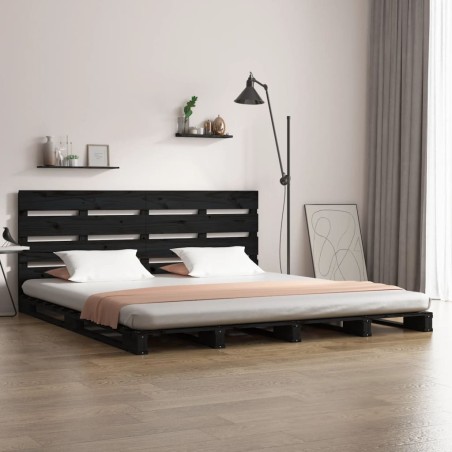 vidaXL Massivholzbett Schwarz 160x200 cm Kiefer