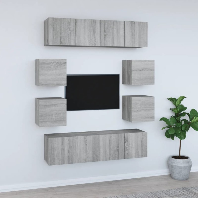 vidaXL 8-tlg. TV-Schrank-Set Grau Sonoma Holzwerkstoff vidaXL 8-tlg. TV-Schrank-Set Grau Sonoma Holzwerkstoff
