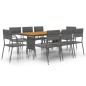 vidaXL 9-tlg. Garten-Essgruppe Poly Rattan Grau vidaXL 9-tlg. Garten-Essgruppe Poly Rattan Grau
