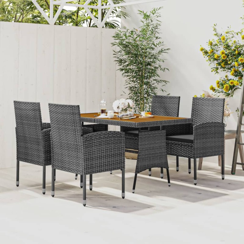 vidaXL 5-tlg. Garten-Essgruppe Poly Rattan Grau vidaXL 5-tlg. Garten-Essgruppe Poly Rattan Grau