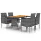 vidaXL 5-tlg. Garten-Essgruppe Poly Rattan Grau vidaXL 5-tlg. Garten-Essgruppe Poly Rattan Grau