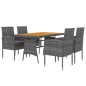 vidaXL 5-tlg. Garten-Essgruppe Poly Rattan Grau vidaXL 5-tlg. Garten-Essgruppe Poly Rattan Grau