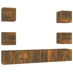 vidaXL 7-tlg. TV-Schrank-Set Räuchereiche Holzwerkstoff