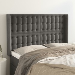 vidaXL Kopfteil mit Ohren Dunkelgrau 147x16x118/128 cm Samt