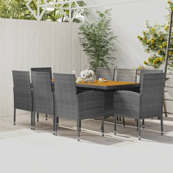 vidaXL 9-tlg. Garten-Essgruppe Poly Rattan Grau