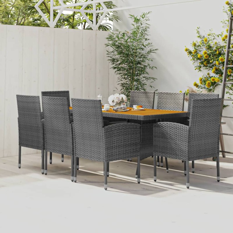 vidaXL 9-tlg. Garten-Essgruppe Poly Rattan Grau vidaXL 9-tlg. Garten-Essgruppe Poly Rattan Grau