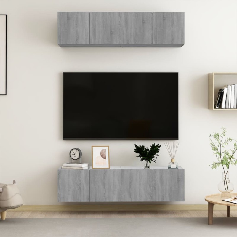 vidaXL TV-Wandschränke 4 Stk. Grau Sonoma 60x30x30 cm Holzwerkstoff vidaXL TV-Wandschränke 4 Stk. Grau Sonoma 60x30x30 cm Holzwerkstoff