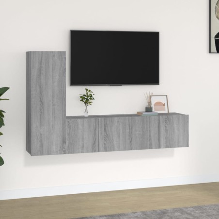 vidaXL 3-tlg. TV-Schrank-Set Grau Sonoma Holzwerkstoff