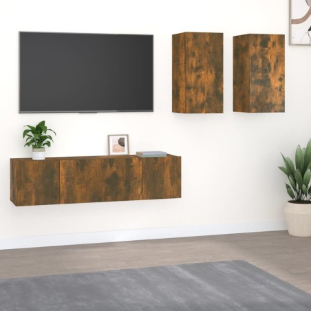 vidaXL 4-tlg. TV-Schrank-Set Räuchereiche Holzwerkstoff