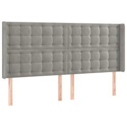 vidaXL Kopfteil mit Ohren Hellgrau 163x16x118/128 cm Samt