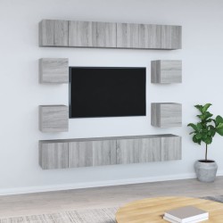 vidaXL 10-tlg. TV-Schrank-Set Grau Sonoma Holzwerkstoff