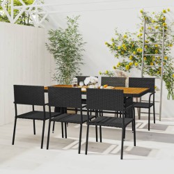 vidaXL 7-tlg. Garten-Essgruppe Poly Rattan Schwarz