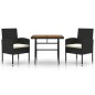 vidaXL 3-tlg. Garten-Essgruppe Poly Rattan Schwarz vidaXL 3-tlg. Garten-Essgruppe Poly Rattan Schwarz