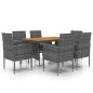 vidaXL 7-tlg. Garten-Essgruppe Poly Rattan Grau vidaXL 7-tlg. Garten-Essgruppe Poly Rattan Grau