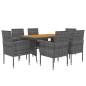 vidaXL 7-tlg. Garten-Essgruppe Poly Rattan Grau vidaXL 7-tlg. Garten-Essgruppe Poly Rattan Grau