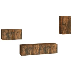 vidaXL 4-tlg. TV-Schrank-Set Räuchereiche Holzwerkstoff