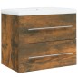 vidaXL Waschbeckenschrank mit Einbaubecken Räuchereiche Holzwerkstoff vidaXL Waschbeckenschrank mit Einbaubecken Räuchereiche Holzwerkstoff