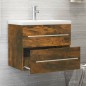vidaXL Waschbeckenschrank mit Einbaubecken Räuchereiche Holzwerkstoff vidaXL Waschbeckenschrank mit Einbaubecken Räuchereiche Holzwerkstoff