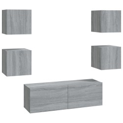 vidaXL TV-Wandschrank-Set Grau Sonoma Holzwerkstoff