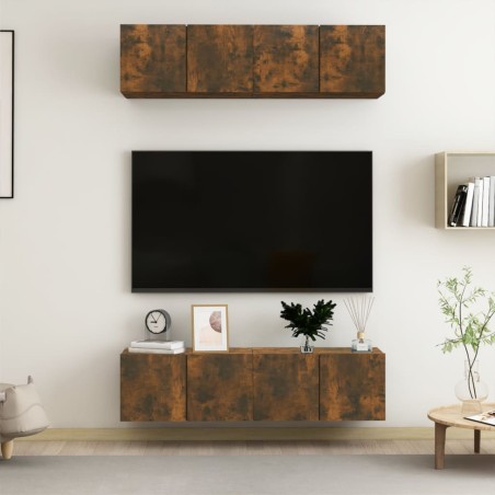 vidaXL TV-Wandschränke 4 Stk. Räuchereiche 60x30x30 cm Holzwerkstoff
